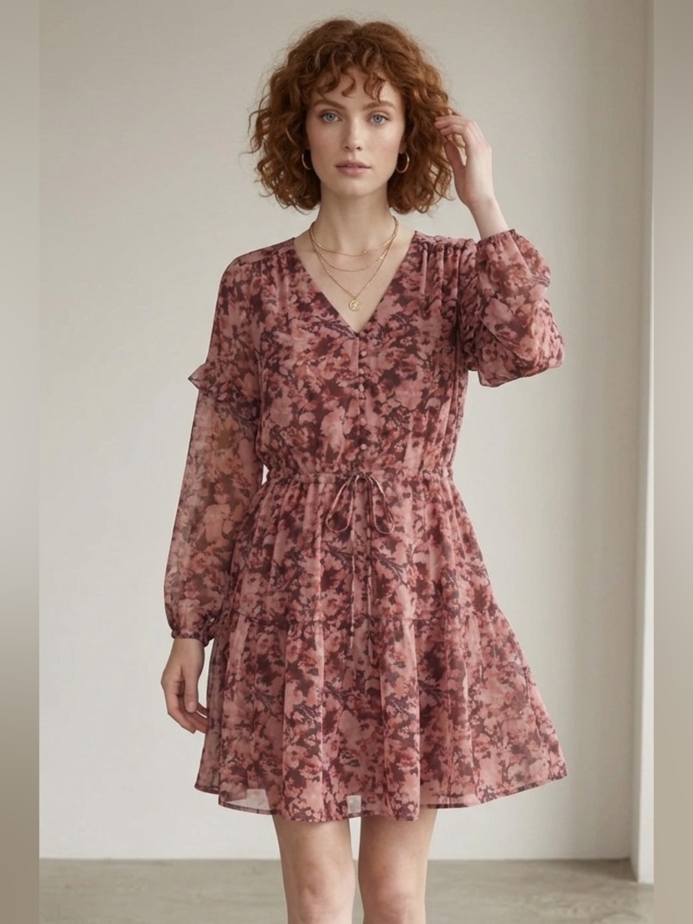 Graham Spencer Selina Velvet Dress NWOT Women Medium Boho Midi Floral Print